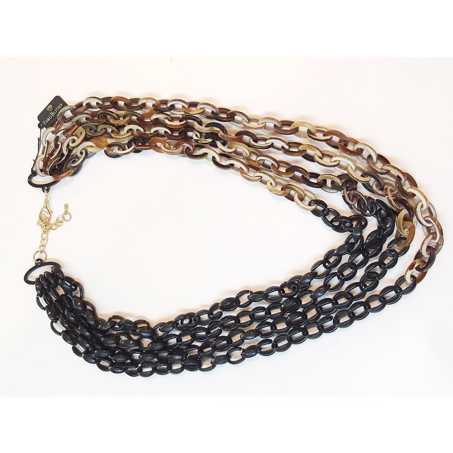 Collana 3 fili in pietre,perle e perle Maiorca con chiusura di madreperla 150Cm.(1Pz.) | Sara Jewelry