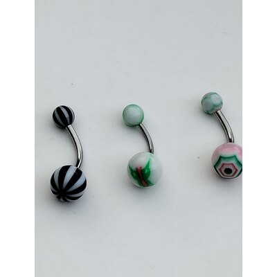  3 piercing per ombelico in resina da 1,2 e 1.6
