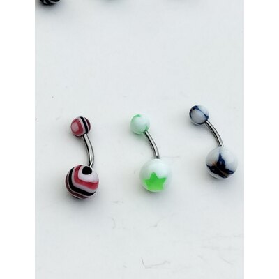  3 piercing per ombelico in resina da 1,2