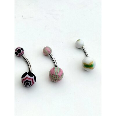  3 piercing per ombelico in resina da 1,2 e 1.6