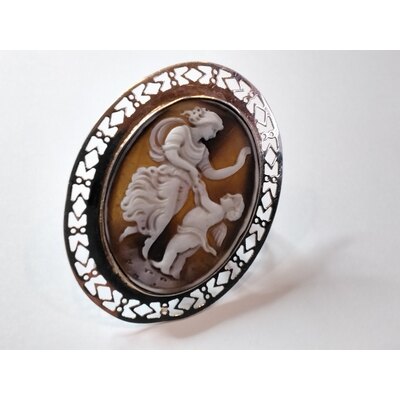  Anello grande con cammeo vero intagliato a mano 