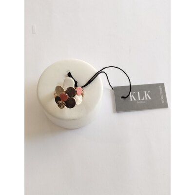  Anello smaltato bianco, rosa, oro, grigio