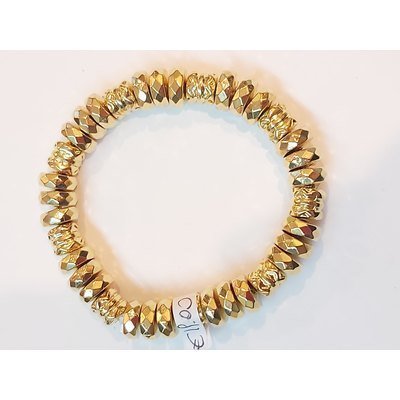  Bracciale elastico con sfere sfaccettate dorate