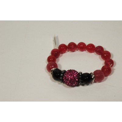  Bracciale in pasta di rubino con sfera incristalli swarovski fucsia