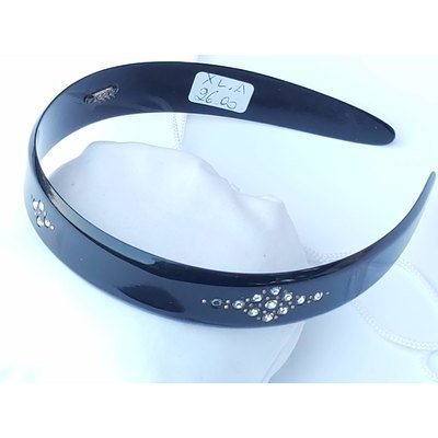  Cerchietto per capelli in resina nera con Swarovski