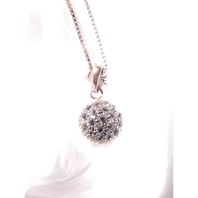  Ciondolo con zirconi e catenina veneziana in argento placcato oro rosa 