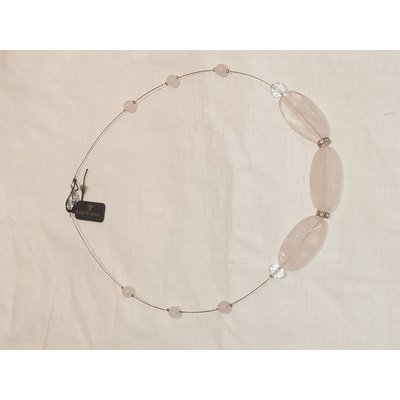  Collana fantasia girocollo in quarzo rosa 
