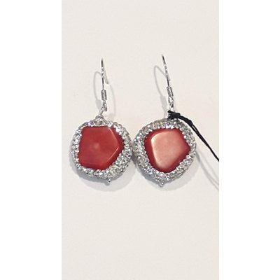  Orecchini in argento con corallo di bambù e swarovski  