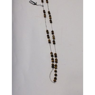  Collana in occhio di tigre, lavorata con perni e catena in acciaio