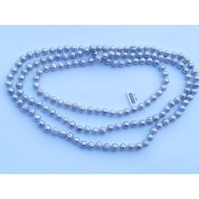 Collana in perle vere grigie lunga cm 160