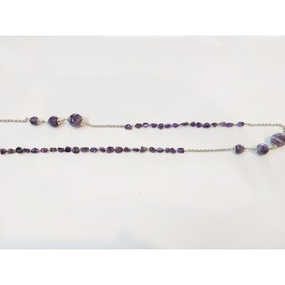  Collana lunga catena misto ametista