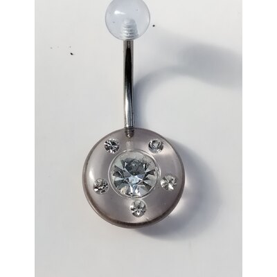  Piercing per ombelico in resina e swarovski, grigio