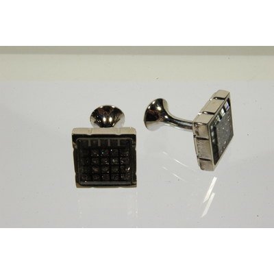  Gemelli quadrati con 25 zirconi fume