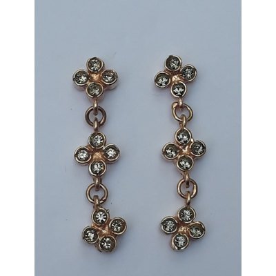  Orecchini con tre fiori di zirconi grigI