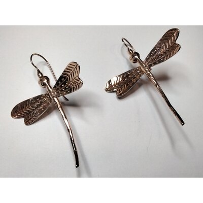 Orecchini a forma di libellula argento placcato-oro 