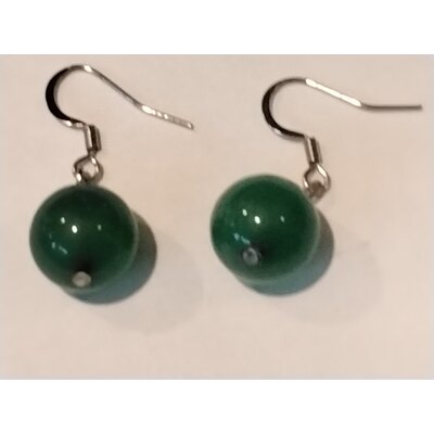  Orecchini in giada con buco, giada sfera mm 14