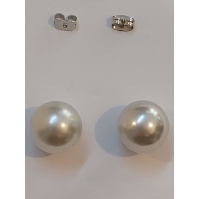  Orecchini in perle vere grigie, chiusura in argento 
