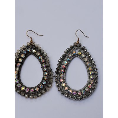  Orecchini uncinetto con foro, goggia con swarovski