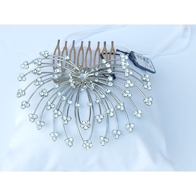  Pettinino in metallo con ruota di pavone e Swarovski