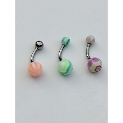  Piercing 3 pezzi per ombelico 1,6, sfera grande diametro cm 0,8
