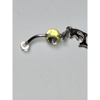  Piercing con delfino pendente e swarovski su sfera verde in resina