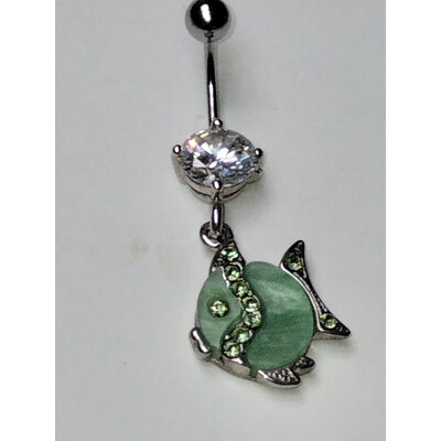  Piercing con pesce pendente verde e swarovski