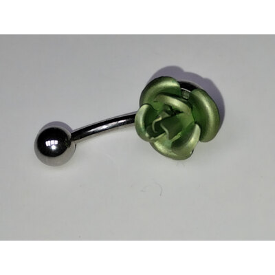  Piercing con rosa smaltata verde
