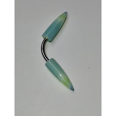  Piercing in resina con coni verde azzurro sfumati a righe