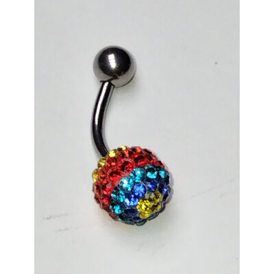  Piercing ombelico con sfera in swarovski colorati