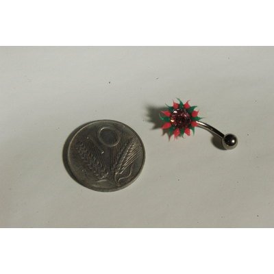  Piercing per ombelico con silicone arancione e verde
