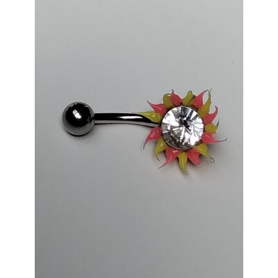  Piercing per ombelico con silicone giallo ed arancione