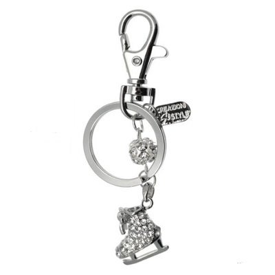  Portachiavi con pattino ghiaccio di strass bianchi