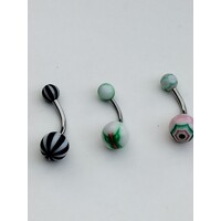 3 piercing per ombelico in resina da 1,2 e 1.6