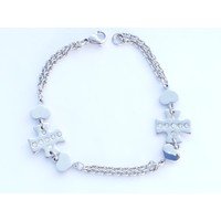 Bracciale in acciaio con 2 croci e Swarovski