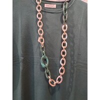 Catena ad anelli per ovali, oro e verde, lunga 100 cm