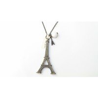 Catena con ciondolo torre Eiffel e ciondolo pallina bianca