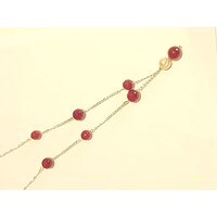 Collana in acciaio con 7 rubini ed 1 perla vera 