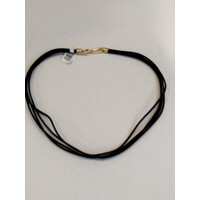 Cordone nero 10 fili con chiusura in argento placcato oro