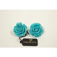 Orecchini rosa in pasta di turchese a clips