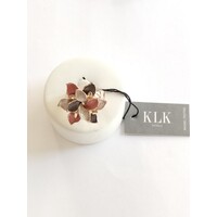 Anello smaltato bianco, rosa e grigio 