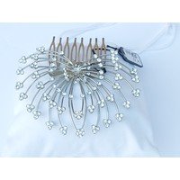 Pettinino in metallo con ruota di pavone e Swarovski