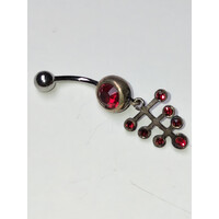 Piercing brunito con pendente e swarovski rossi