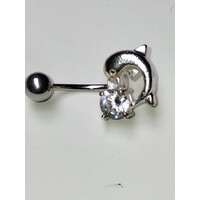 Piercing con delfino e zircone