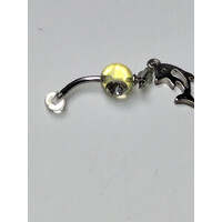 Piercing con delfino pendente e swarovski su sfera verde in resina