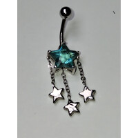 Piercing con stella verde e pendente con due swarovski