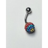 Piercing per ombelico, barra mm 1.2, sfera in swarovski 