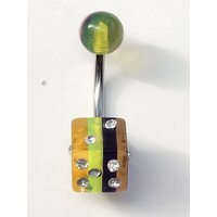 Piercing per ombelico dado sfumato verde con swarovski swa