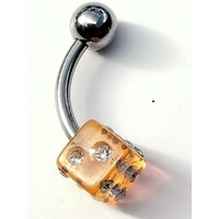 Piercing per ombelico dado arancione con swarovski swa