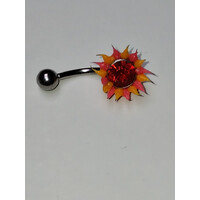 Piercing per ombelico fiore blu verde 