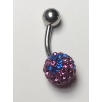 Piercing per ombelico in acciaio, barra mm 1.2, sfera in swarovski 